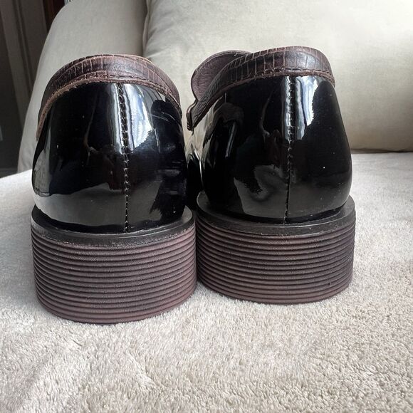 Jeffrey Campbell Lenna Brown Patent & Croc Embossed Leather Penny Loafer Women 6 - Picture 11 of 16